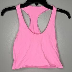 Lululemon Pink Cropped Hot Barbie Pink Racerback Womens Tank Top Size 6